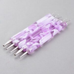 5x 2way DOTTING Pen Marbleizing Tool Nail Art Dot Purple