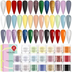 Saviland Acrylic Powder Set – 20 Colors Acrylic Powder for Christmas Professional Polymer for Long Lasting Nail Extension No Nail Lamp Needed