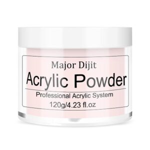 Major Dijit 4.23oz Acrylic Powder Long-Lasting Professional Crystal Polymer Nail Powder Acrylic Nail System Extension French Manicure>No Lamp Needed (Pink)