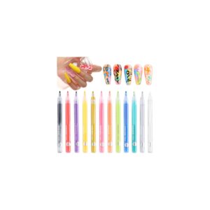 1pc Nail Pens 12 Colors Acrylic Paint Pens Fine Tip Nail Pens for 3D Nail Line Drawing Dotting Floral Design DIY Nail 1ml