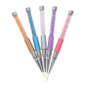 WOONEKY Elegant Nail Art Liner Pen 5pcs Manicure Drawing Pens Earthy Colors for Artistic Creations