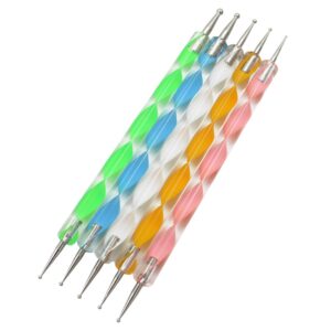 Polytree 5pcs 2 Way Nail Art Dot Dotting Pen Marbleizing Painting Tool