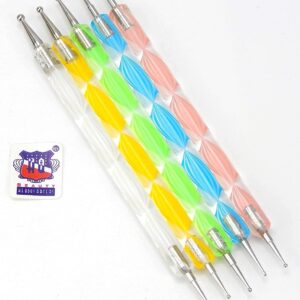 5pcs/set 2way Different Size Marbleizing Dotting Pen Nail Art Manicure Decorations Set Mix Color