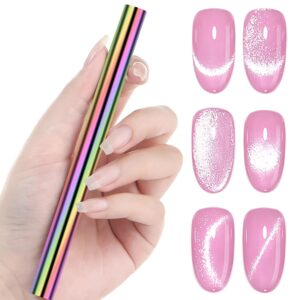 WOKOTO 1Pcs Big Dazzling Iridescent Colors Cylinder Nail Magnet For Cat Eye Nails Designs Magnet Pens Nail Art Tools Ombre Gradient Design Nail Art Cat Eye Magnet Sticks For Women Nails