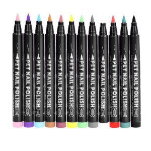 12 Colors Acrylic Paint Pens for Pet Nails Coloring – Soft Brush Tip Acrylic Paint Pens Waterproof & Permanent Acrylic Paint Marker Pens for Wood>Rock>Canvas>Glass>Ceramic>Plastic>Paper Card