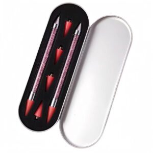 ASKELI Rhinestone Picker Tool Wax Pen, 2pcs Dual-Ended Wax Pencil with 4 additional wax tips for Rhinestones Applicator, Rhinestone Dotting Pen for Nail Jewel Gems Diamond DIY Crafts (White)