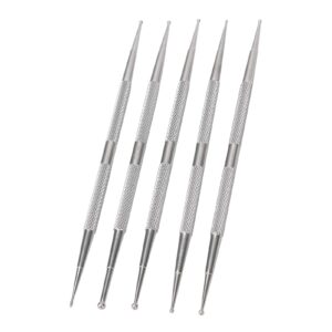 Kodrily Polish Dotting Tool, 5Pcs Nail Dotting Tools for Nail Art, Stainless Steel Double Ended Nail Embossing Tool Set for Precision Designs, DIY Decoration, Double Headed