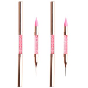 LLMSIX Rhinestones Picker Doting Pen, Dual-Ended Wax Pencil Pen Rhinestone Picker Dotting Pen Rhinestones Applicator with Acrylic Handle for Gem Stone Jewelry Nail Art DIY Craft (Pink)