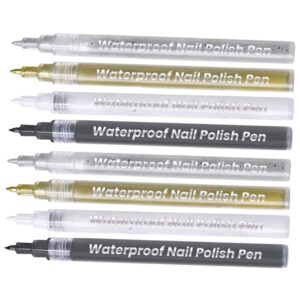 minkissy Diy Nail Art Kit 8pcs Nail Art Pens Home Nail Polish Pens Fine Tip Easy to Use for Gel Nails Fine Drawing