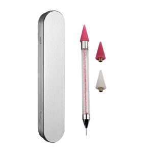 Fundiyoug 2pcs Rhinestone Picker Dotting Pen, Nail Dotting Tool Diamond Painting Pen DIY Nail Art Tool Wax Tip Pencil for Jewel Gems Crystals Studs Picker