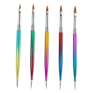 Mikinona Professional Manicure Drill Set 5pcs Nail Art Pen Set Double-ended Point Drill Pen Gel Polish Pens for Nail Art