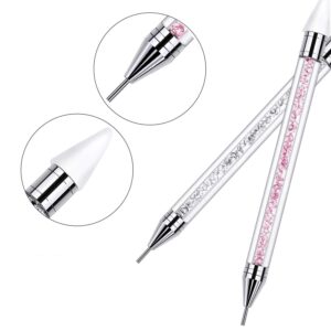 BeauTales 2 Pieces Rhinestone Picker Dotting Pen, Dual-ended Gems Crystals Studs Picker, Manicure Nail Art, Wax Tip Pencil, Beads Handle, DIY Decoration Tool Applicator
