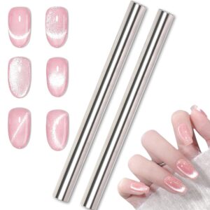 WOKOTO 2Pcs Silver Big Cylinder Nail Magnet For Cat Eye Nails Magnet Pens Nail Art Tools Ombre Gradient Design Nail Art Cat Eye Magnet Sticks For Women Nails Cat Eye Polish Magnet Pens Set