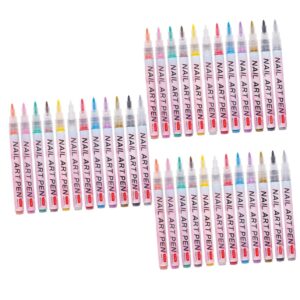 SKISUNO 3sets Nail Art Tools Nail Art Pens Set 12 Colors Fine Tip Lines Stripes Patterns 12pcs*3