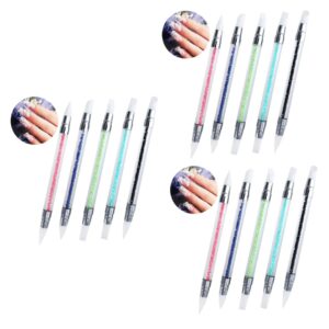 Beaupretty 15 Pcs Silicone Nail Art Pen Set with Rhinestones Gel Polish Brush for Nail Builder Gel