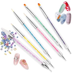 Kalevel Rhinestone Picker Dotting Pen Nail Art Wax Pencil Liner Brush Dual-Ended Nail Wax Pen Brushes, Set of 6, Purple