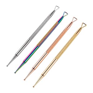 WOONEKY Ergonomic Handle Nail Art Pusher Triangle Cuticle Pusher Steel Nail Polish Remover Tool