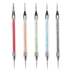 COSEMY 5Pcs Crystal 2 Way Nail Dotting Pen Nail Art Dotting Tool Painting Drawing Brush DIY Rhinestones Decoration Nail Tools Set
