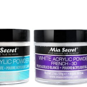 Mia Secret Liquid Monomer 2 oz and Powder 2 oz x 3 (CLEAR + WHITE + PINK)