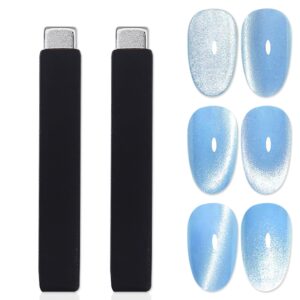 WOKOTO 2Pcs Oblong Nail Art Magnet With Silicone Cover For Cat Eye Nail Designs Magnet Nail Magnets Pens Nail Art Tools Gradient Ombre Design Cat Eye Magnet For Nails Magnet Sticks Women Nails