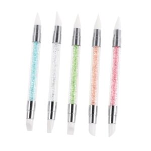 Healeved 5pcs Drill Double Head Point Drill Pen for Nail Art French Manicure White Tip Pen