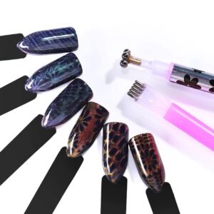 WHT Nail Magnet Tool Set>Nail Art Design Tools for Cat Eye Gel Nail Polish Double Head Flower Design Nail Magnet Pen Magnet Stick Hot Pink