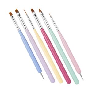 Happyyami Elegant Manicure Kit 6 Nail Drawing Pens Brush Set for Nail Polish Art Easy to Use