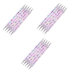 Healeved 3sets Sturdy Comfortable to Handle Double-ended Acrylic Rod Rhinestone Beads Picker Manicure Nail Pen for Nail Art 5pcs*3