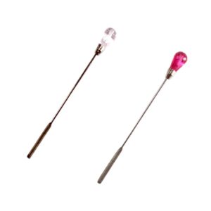 Healeved 2pcs Metal Nail Stirring Rod Acrylic Dip Powder Tool Nail Art Stir Stick Polish Mixing Stick Stainless Steel Manicure Tool