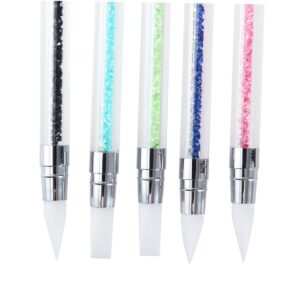 SOIMISS Nail Art Gel Carving Pen Set 5pcs Non-deformation Silicone Pens Nail Brush Acrylic Rhinestone Handle