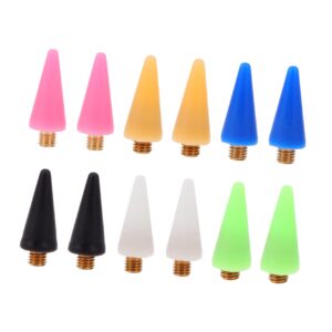 Housoutil 24 Pcs Point Drilling Pen Wax Head Manicure UV Gel Nail Polish Hooks Red Nail Gem Pen Rhinestone Applicator Wax Head Replacement Tipped Tips Dotting Nail Art Tool Buffering Sign