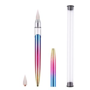 Rhinestone Picker Dotting Pen, ForSewian Nail Dotting Tool with a Additional Replaceable Wax Head, Rhinestone Pickup Tool for DIY Nail Art (white)