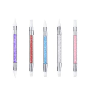 5 Pcs Nail Art Sculpture Pen Dual Tipped Silicone Pen Set – Versatile Nail Tools for Carving>Shaping>and Painting with Rhinestone Decor
