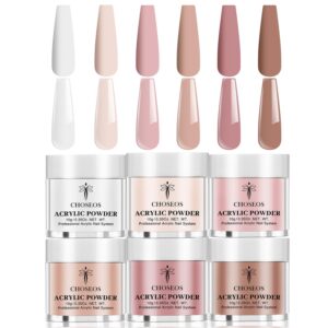 CHOSEOS 6 Color Acrylic Powder Set For French Nail Extension Sculpting> No Need To Shine A Light> It Is The First Choice For Beginners And Home DIY