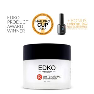 EDKO’s Acrylic Powder Colored Nail Manicure Powders Colors Tips Nails UV/LED Light – (ACRYLIC NATURAL WHITE POWDER> 40g / 1.41oz)