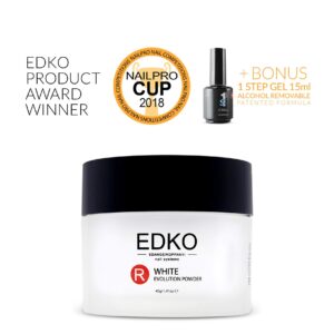 EDKO’s Acrylic Powder Colored Nail Manicure Powders Colors Tips Nails UV/LED Light – (ACRYLIC WHITE POWDER> 40g / 1.41oz)
