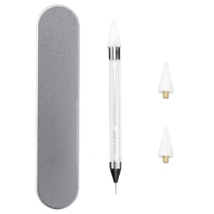 OOTDAY Nail Dotting Tools, Dual-Ended Nail Art ToolsPicker, Rhinestone Applicator with Replace Head, 6 inch Rhinestone Picker for Nail Art, Nail DIY, Nail Craft