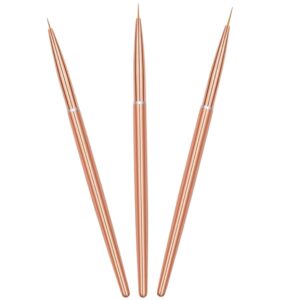 IWOWHERO Nail Art Liner Pens 3pcs Metal Tip Brush Set for Nail Striping Pattern Design