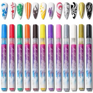 12 PCS Nail Tips Art Painting Pens>Waterproof Nail Tips Art Pens Suitable for Nail DIY Enthusiasts and Professionals