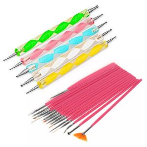 Libcflcc Nail Art Tools 20Pcs/Set Nail Art Brushes Lightweight Portable Women DIY Nail Art Dotting Tool Brushes Pen Nail Art Tools DIY Dotting Tool