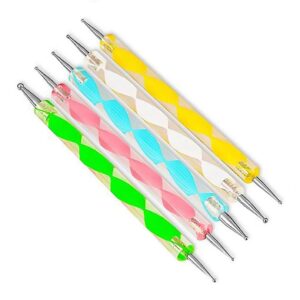 Generic 5X Colorful 2 Way Dotting Pen Tool Nail Art Tip Dot Paint Manicure Kit Professional