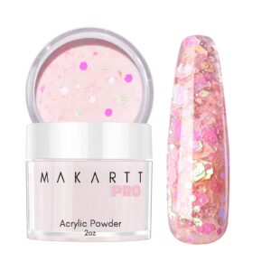 Makartt Pre Mixed Glitter Acrylic Powder> Sparkly Nail Powder for Acrylic Nails> Professional Shiny Acrylic Nail Powder for Extension Carving French Manicure> No Nail Lamp Needed(2OZ)