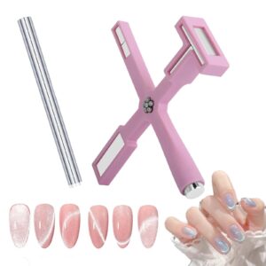 Lulong Nail Magnet Set>2024 Upgraded 5 in 1 Nail Magnet Tool Nail Magnet Pens with Silicone Protective Case Multi-Function for 9D Strip Galaxy Cat Eye Nail Art Design (PINK)
