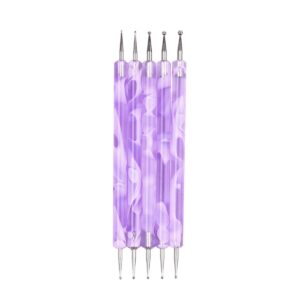 5 Pack 2 Way Dotting Pen Tool Nail Art Tip Dot Paint Manicure kit Ceramic Pottery Embossing Tool Purple One Size