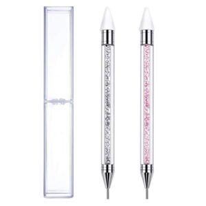 Dual-Ended Nail Rhinestone Picker 2pcs Wax Tip Pencil Pick Up Applicator Dual Tips Dotting Pen Beads Gems Crystals Studs Picker for Manicure Nail Art Tool by Kemxing