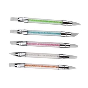 NOLITOY 5pcs Manicure Set Dual-head Nail Art Engraving Pen Rhinestone Carving Pen for Nail Gel Professional