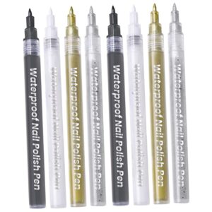 Balacoo 8pcs Nail Pen French Manicure Pen Nail Drawing Pen Nail Liner Polish Pen Acrylic Paint Pens Nail Art Marker Pen Nail Accessories Nail Art Kit Plastic Tool Water Proof