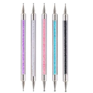 5 Pcs Nail Dotting Pen Tool Set Nail Polish Paint Manicure Dot Nail Art Tool Set Dual-Ended Nail Art Point Drill，Multi-Colored