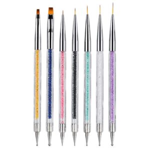 7 PCS Nail Art Point Drill Drawing Brush Pen Double Ended Dotting Painting Pens Acrylic UV Gel Nail Art Brushes Pen for Nail Art Tips Builder and Nail Painting