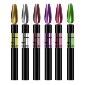 RoseFlower Air Cushion Nail Art Pen>Chrome Solid Mirror Magic Mirror Pen – Metallic Gold>Silver>Pink>Purple>Green